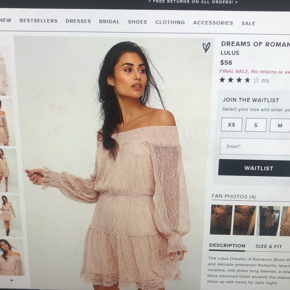 Off shoulder lace dress